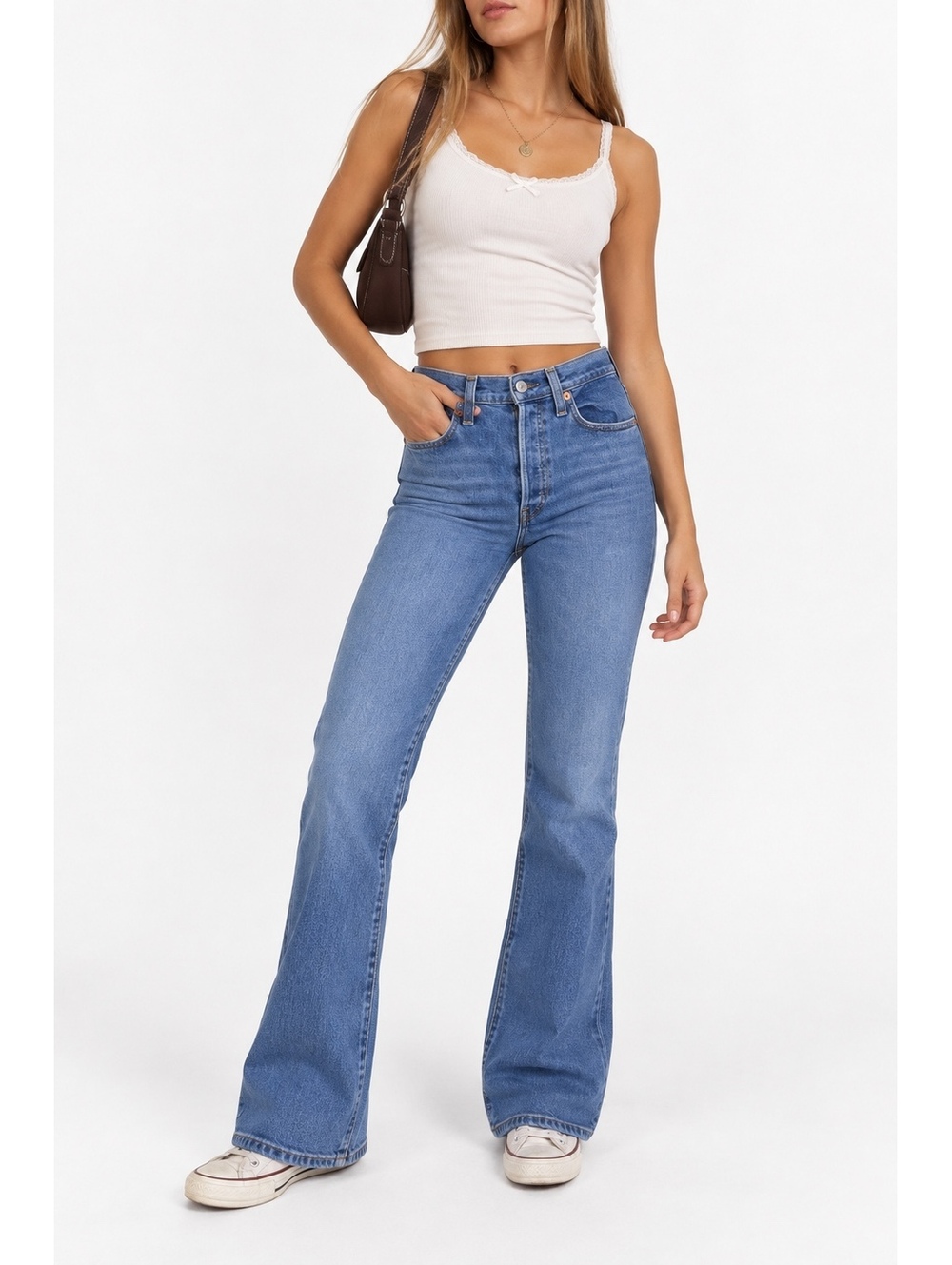 Levi’s Ribcage Boot High Rise Bootcut Jeans Summer Slide Blue W29 L33